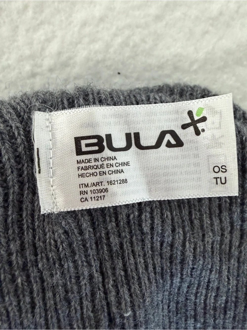 BULA Men's Dark Gray Ribbed Beanie